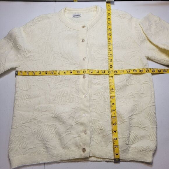 Cuddle Floral Knit Classic Cardigan Sweater Vintage 80s Cottagecore Granny - Picture 8 of 9